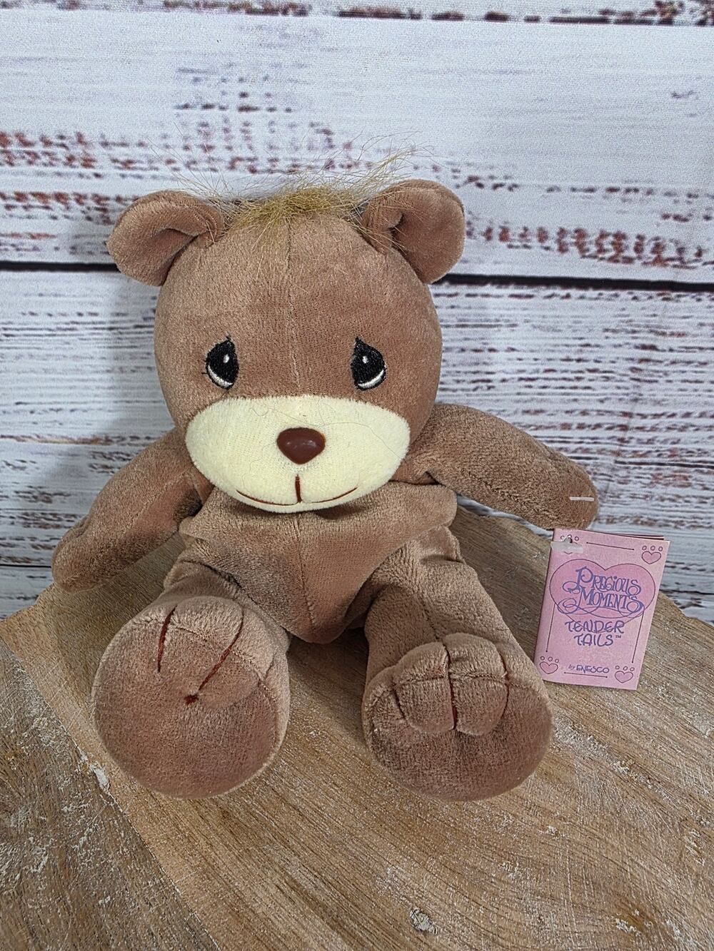 VTG Enesco Precious Moments Tender Tails Teddy Bear Beanbag Plush 7" Brown